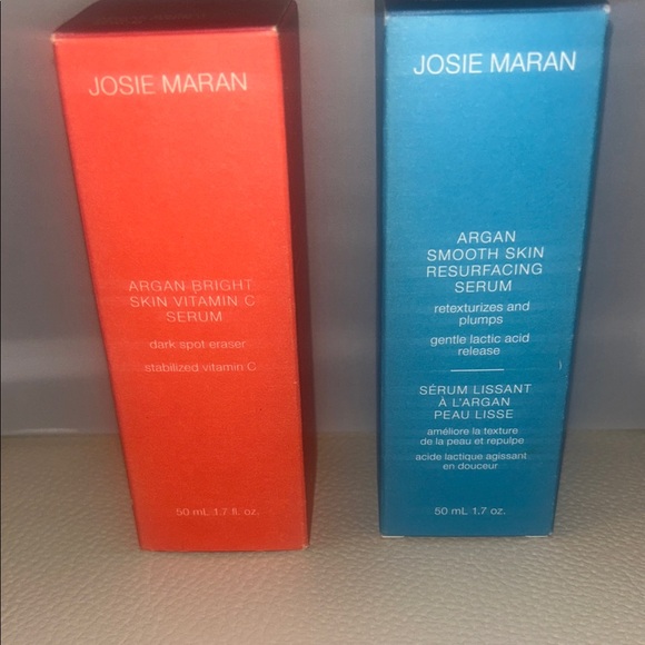 Josie Maran Argan Resurfacing Serum Black /Blue and Bright Skin Vitamin C serum